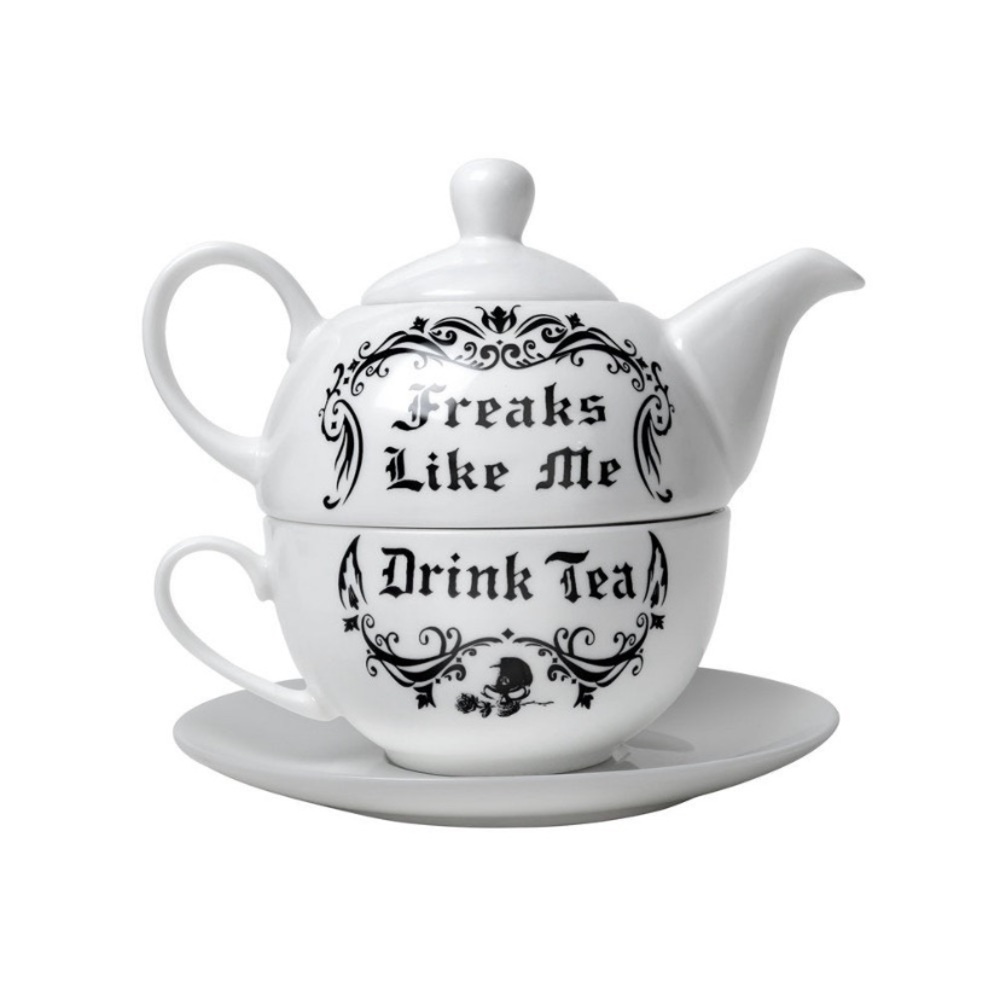 Vintage gothic teapot freaks like me drink tea